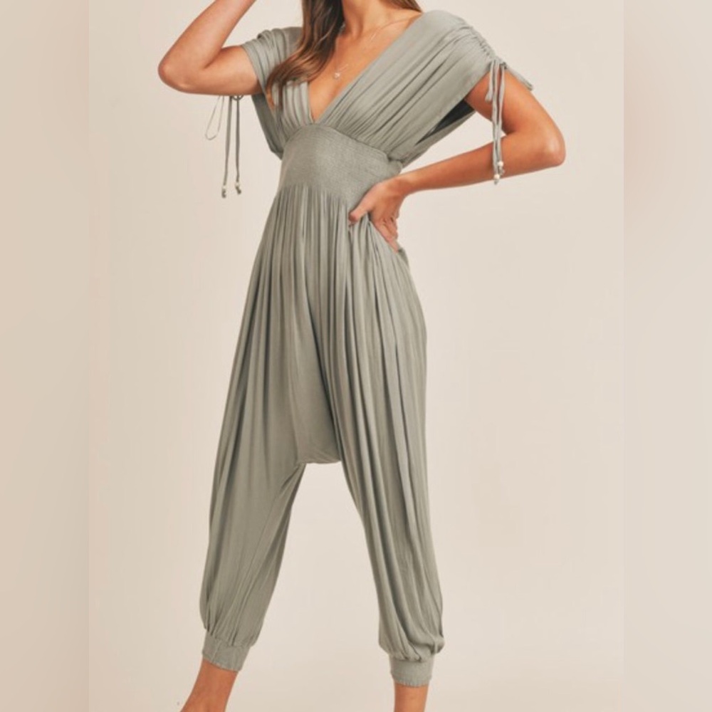 Ella Blue Harem Jumpsuit Sage Size Medium